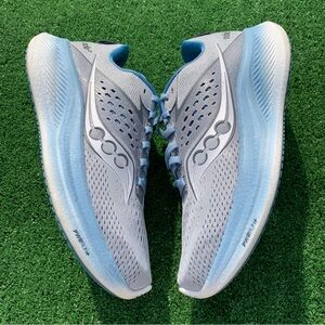 Saucony Ride 17 Womens 10 Wide Shoes Road Running Stability Responsive Gray Blue